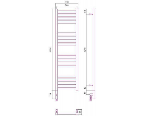 Сунержа Модус 3.0 Полотенцесушитель электрический 30x120h, лев., цвет: без покрытия 00-5700-1230