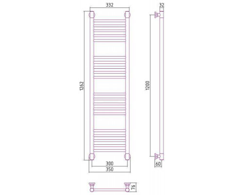 Сунержа Богема  Полотенцесушитель водяной 30x120h, цвет: матовый черный 31-0220-1230