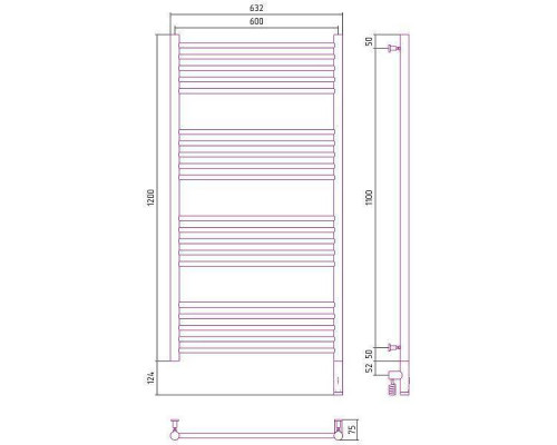 Сунержа Богема 3.0 Полотенцесушитель электрический 60x120h, прав., цвет: золото 03-5805-1260