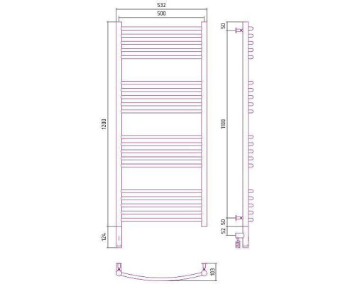 Сунержа Богема 3.0 Полотенцесушитель электрический 50x120h, лев., цвет: мат. черный 31-5802-1250