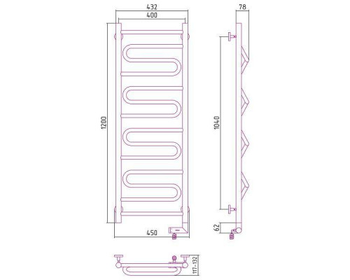 Сунержа Элегия 2.0 Полотенцесушитель электрический 40x120h, прав., цвет: белый 12-5219-1240