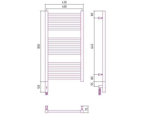 Сунержа Модус 3.0 Полотенцесушитель электрический 40x80h, лев., цвет: мат. белый 30-5700-8040