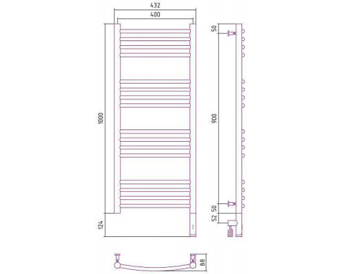 Сунержа Богема 3.0 Полотенцесушитель электр. 40x100h, прав., цвет: темн. титан муар 15-5803-1040