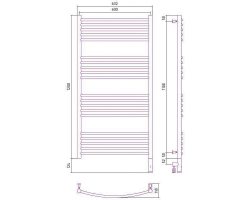 Сунержа Богема 3.0 Полотенцесушитель электрический 60x120h, прав., цвет: мат. белый 30-5803-1260