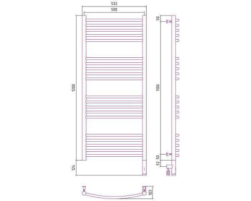 Сунержа Богема 3.0 Полотенцесушитель электрический 50x120h, прав., цвет: без покрытия 00-5803-1250