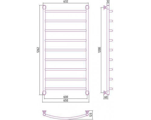 Сунержа Галант  Полотенцесушитель водяной 60x120h, цвет: без покрытия 00-0200-1260
