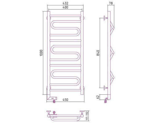 Сунержа Элегия 2.0 Полотенцесушитель электрический 40x100h, лев., цвет: без покрытия 00-5218-1040