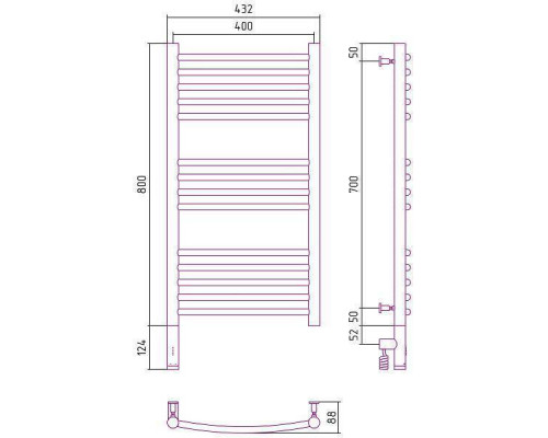 Сунержа Богема 3.0 Полотенцесушитель электрический 40x80h, лев., цвет: золото 03-5802-8040