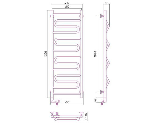 Сунержа Элегия 2.0 Полотенцесушитель электрический 40x120h, лев., цвет: без покрытия 00-5218-1240