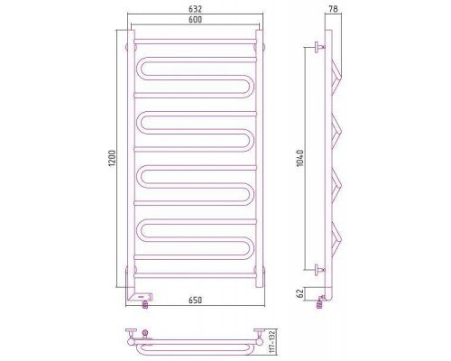 Сунержа Элегия 2.0 Полотенцесушитель электрический 60x120h, лев., цвет: мат. черный 31-5218-1260