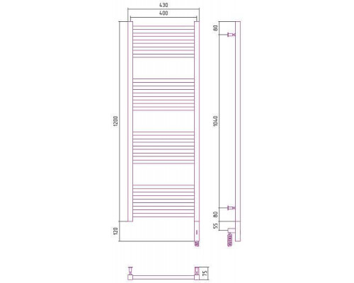 Сунержа Модус 3.0 Полотенцесушитель электрический 40x120h, прав., цвет: без покрытия 00-5701-1240