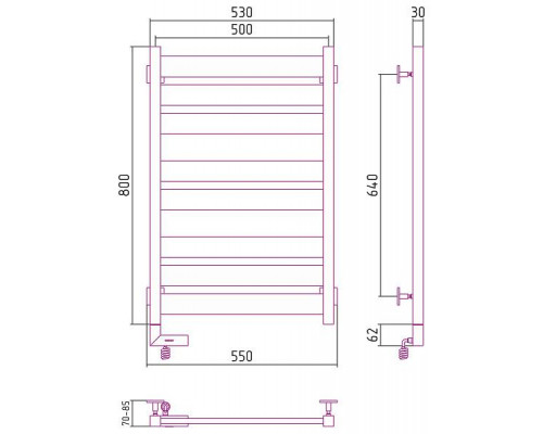 Сунержа Центурион 2.0 Полотенцесушитель электрический 50x80h, лев., цвет: белый 12-5602-8050