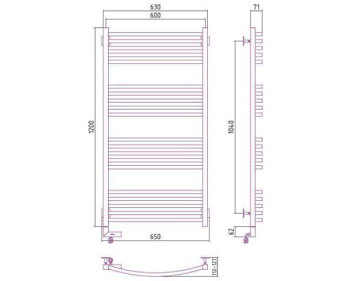 Сунержа Аркус 2.0 Полотенцесушитель электрический 60x120h, лев., цвет: мат. черный 31-5604-1260