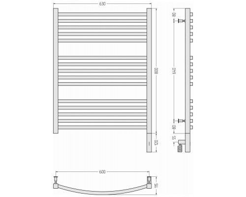 Сунержа Аркус 3.0 Полотенцесушитель электрический 63x92h см, правое, цвет: мат. белый 30-5705-8060