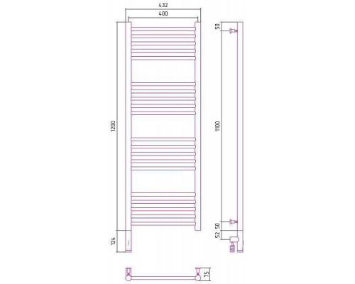 Сунержа Богема 3.0 Полотенцесушитель электрический 40x120h, лев., цвет: мат. белый 30-5804-1240