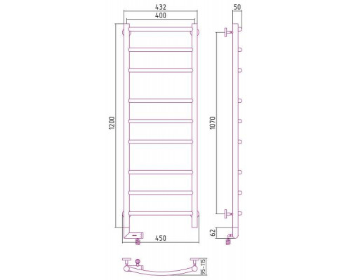 Сунержа Галант 2.0 Полотенцесушитель электрический 40x120h, лев., цвет: мат. белый 30-5200-1240