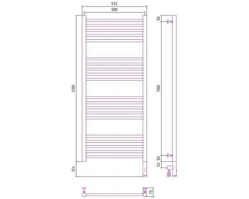 Сунержа Богема 3.0 Полотенцесушитель электрический 50x120h, прав., цвет: золото 03-5805-1250