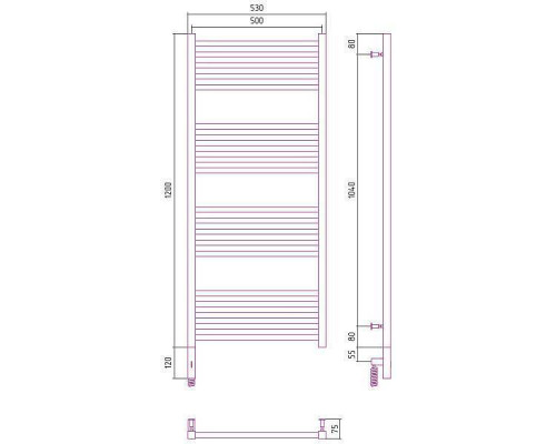 Сунержа Модус 3.0 Полотенцесушитель электрический 50x120h, лев., цвет: мат. белый 30-5700-1250
