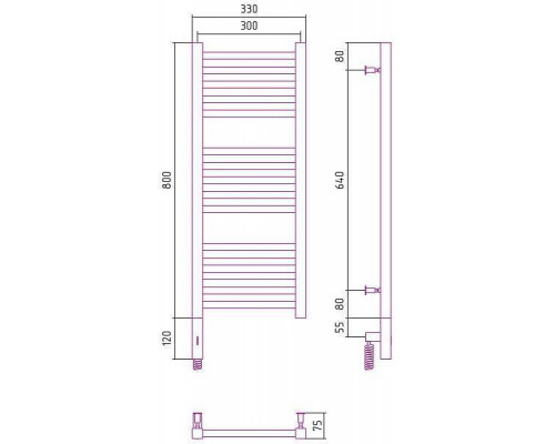 Сунержа Модус 3.0 Полотенцесушитель электрический 30x80h, лев., цвет: мат. черный 31-5700-8030