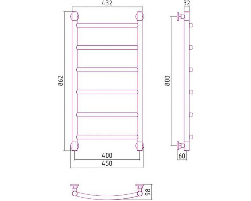 Сунержа Галант  Полотенцесушитель водяной 40x80h, цвет: без покрытия 00-0200-8040
