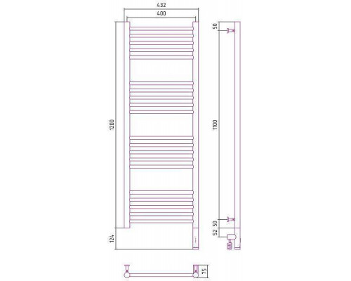 Сунержа Богема 3.0 Полотенцесушитель электрический 40x120h, прав., цвет: без покрытия 00-5805-1240