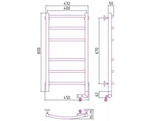Сунержа Галант 2.0 Полотенцесушитель электрический 40x80h, прав., цвет: мат. черный 31-5201-8040