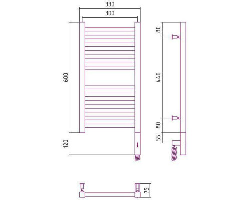 Сунержа Модус 3.0 Полотенцесушитель электрический 30x60h, прав., цвет: мат. черный 31-5701-6030