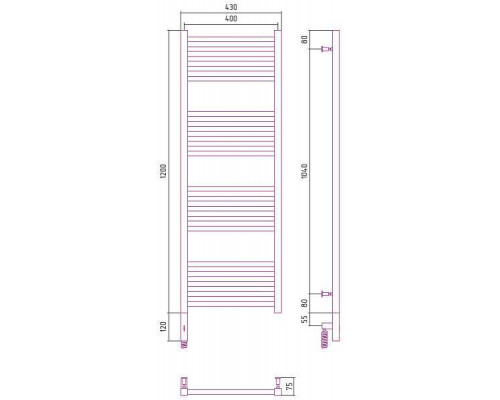 Сунержа Модус 3.0 Полотенцесушитель электрический 40x120h, лев., цвет: без покрытия 00-5700-1240