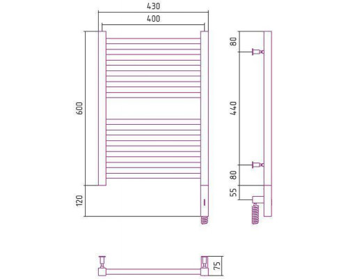 Сунержа Модус 3.0 Полотенцесушитель электрический 40x60h, прав., цвет: мат. черный 31-5701-6040