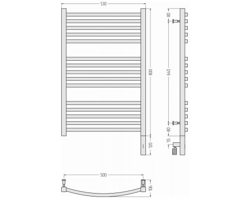 Сунержа Аркус 3.0 Полотенцесушитель электрический 53x92h см, правое, цвет: без покрытия 00-5705-8050