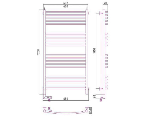 Сунержа Богема 2.0 Полотенцесушитель электрический 60x120h, лев., цвет: сатин 071-5202-1260