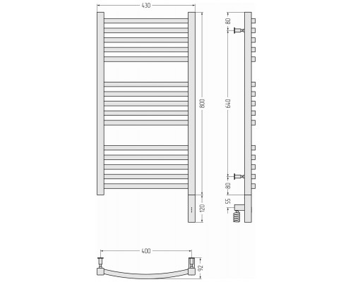 Сунержа Аркус 3.0 Полотенцесушитель электрический 43x92h см, правое, цвет: мат. золото 032-5705-8040