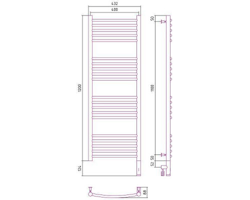 Сунержа Богема 3.0 Полотенцесушитель электрический 40x120h, прав., цвет: без покрытия 00-5803-1240