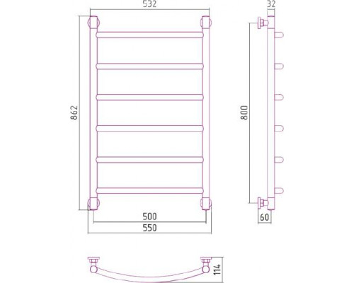 Сунержа Галант  Полотенцесушитель водяной 50x80h, цвет: без покрытия 00-0200-8050