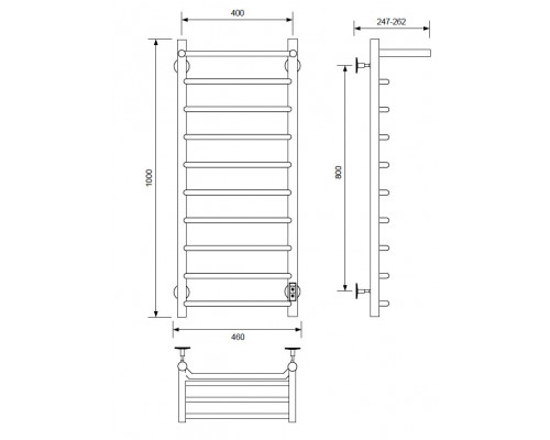 Полотенцесушитель электрический с/т COMFYSAN Scola EC-10 100/40 с полкой, хром