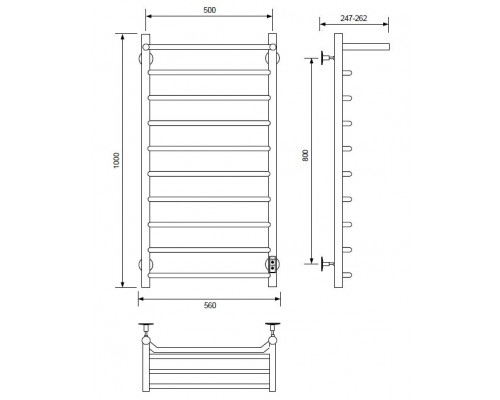 Полотенцесушитель электрический с/т COMFYSAN Scola EC-10 100/50 с полкой, белый