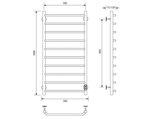 Полотенцесушитель электрический с/т COMFYSAN Scola EC-10 100/50, белый