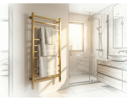Полотенцесушитель электрический с/т COMFYSAN Pioli-K EC-10 100/50, MAT GOLD RAL
