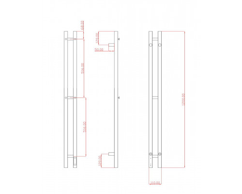 Полотенцесушитель электрический с/т COMFYSAN Alto-K EC-2 120/10, оружейная сталь, гальваника
