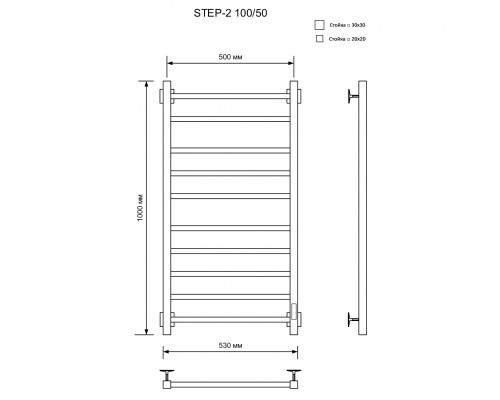 Полотенцесушитель электрическийкабельный Ника STEP-2 100/50 RAL9016 белый матовый U