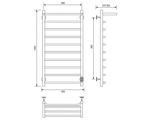 Полотенцесушитель электрический с/т Comfysan Scola EC-10 100/50 с полкой, белый