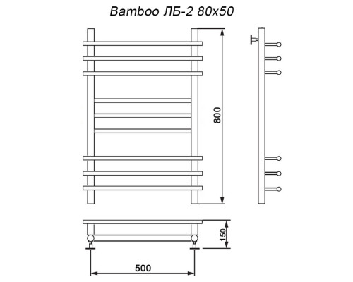 Полотенцесушитель водяной Ника BAMBOO ЛБ-2 80/50