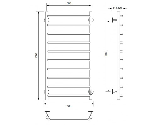 Полотенцесушитель электрический с/т Comfysan Scola EC-10 100/50, хром
