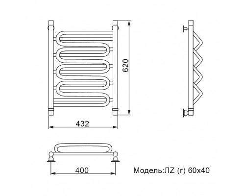 Полотенцесушитель водяной Ника CURVE ЛZ (Г) 60/40