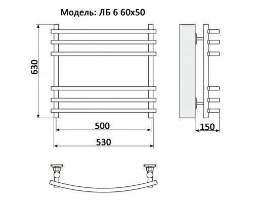 Полотенцесушитель водяной Ника BAMBOO ЛБ-6 60/50