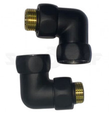 Американка для полотенцесушителя  угл 3/4' x 1/2'  г/ш  762SCH0504 со сгоном RAL9005 черная матовая*