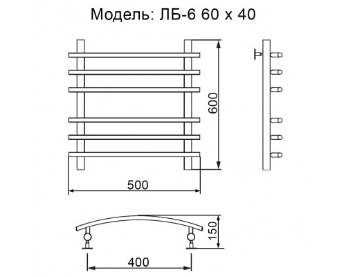Полотенцесушитель водяной Ника BAMBOO ЛБ-6 60/40