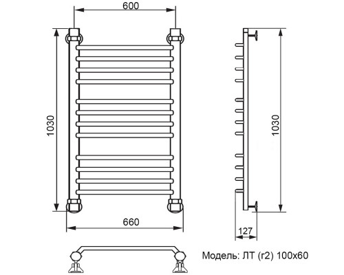 Полотенцесушитель водяной Ника TRAPEZIUM ЛТ (Г2) 100/60
